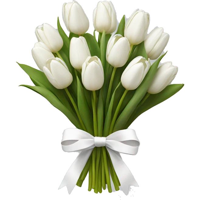 Bouquet of white tulips with a white bow  emoji
