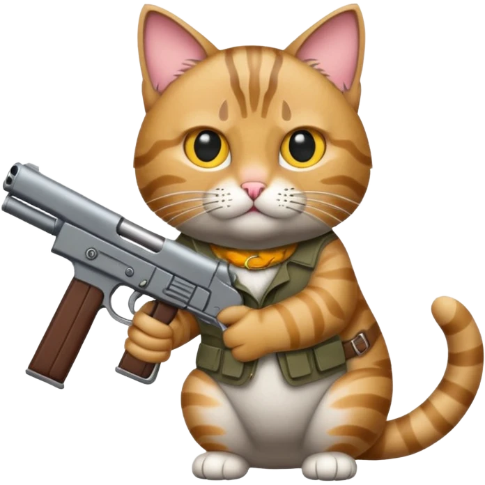 Cat holding a gun emoji
