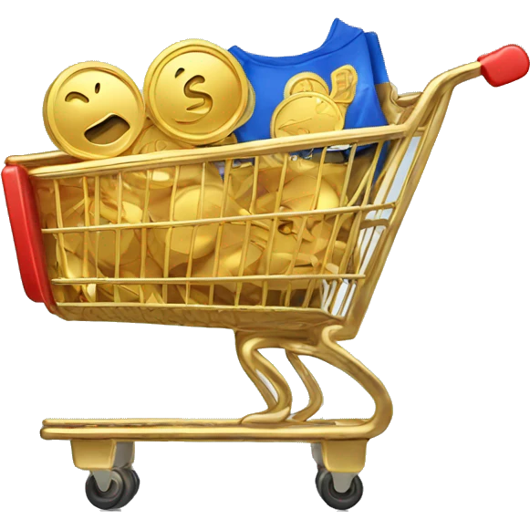 gold medal, inside it a shopping cart emoji