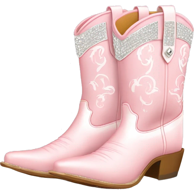 Light pink and white lined cowgirl boots with rhinestones  emoji