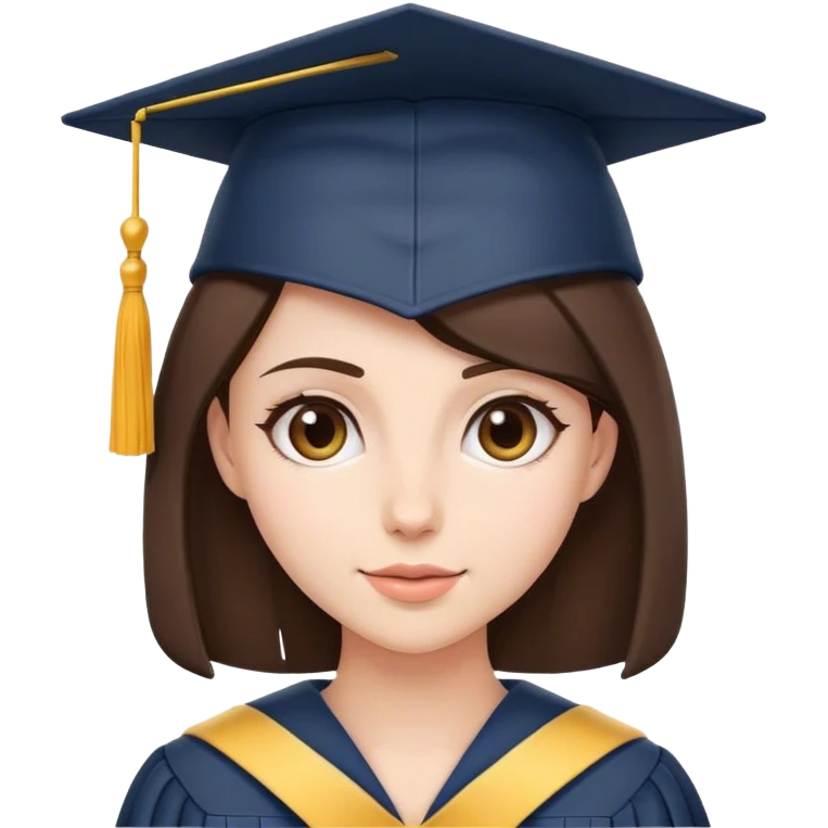 Brunette with graduation cap emoji