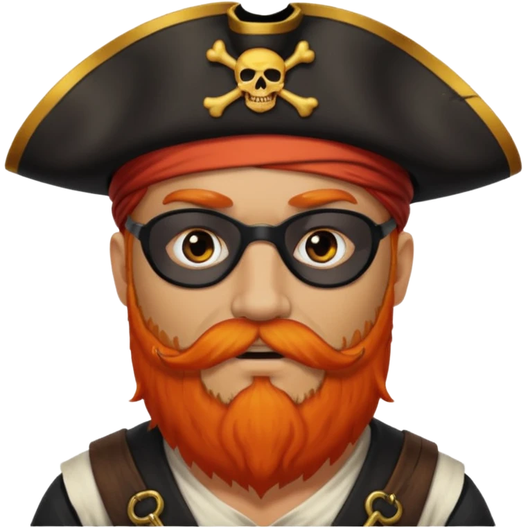 Pirata con un parche que le cubra un ojo de color negro y con barba anaranjado emoji