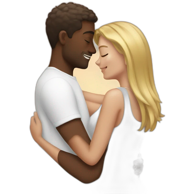 white boyfriend hugging girlfriend  emoji