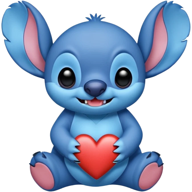 Stich con un corazón diciendo hola bombón emoji