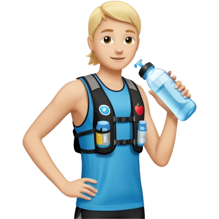 hydration running vest with visible water bottle pockets and small compartments, no wearer, apple emoji style emoji