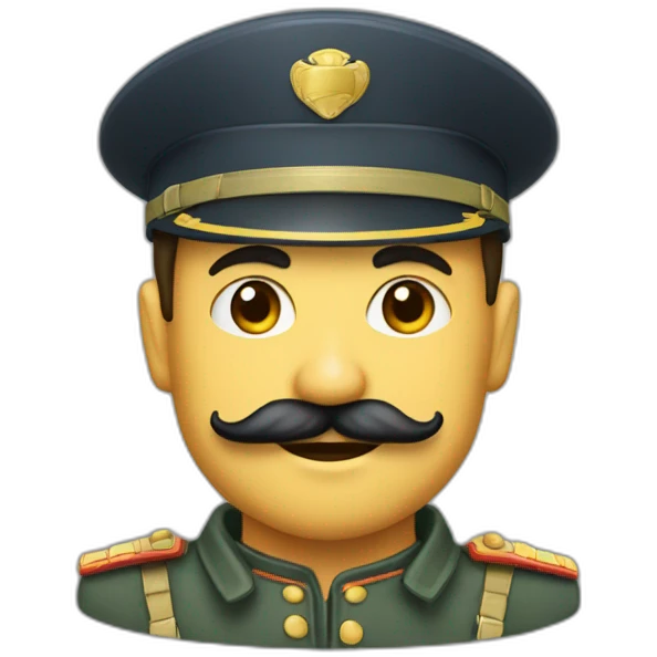 soldat avec une moustach petite carée emoji