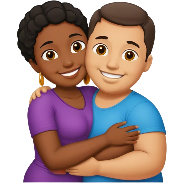 slim short man and fat black woman love emoji