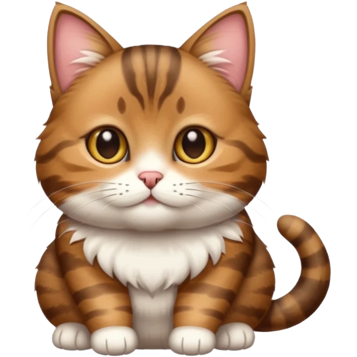 cute brown tabby cat with white paws and belly emoji