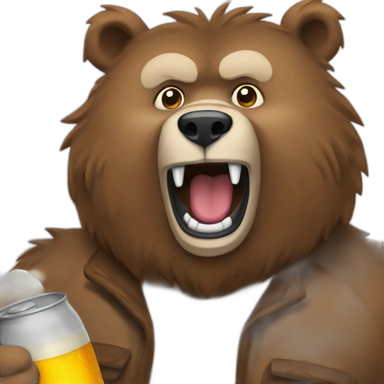 Grizzli qui boit une bière  emoji