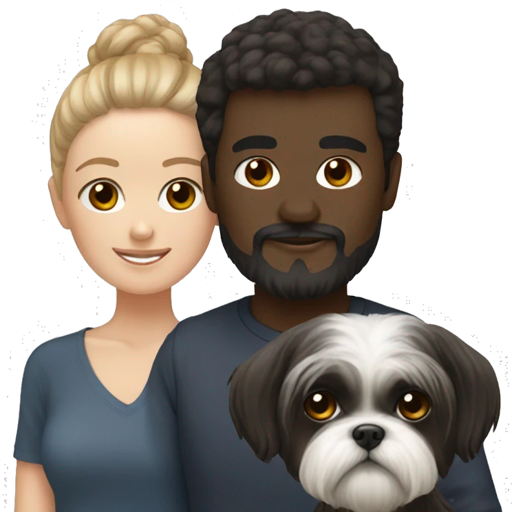 Two humans and black shih tzu  emoji