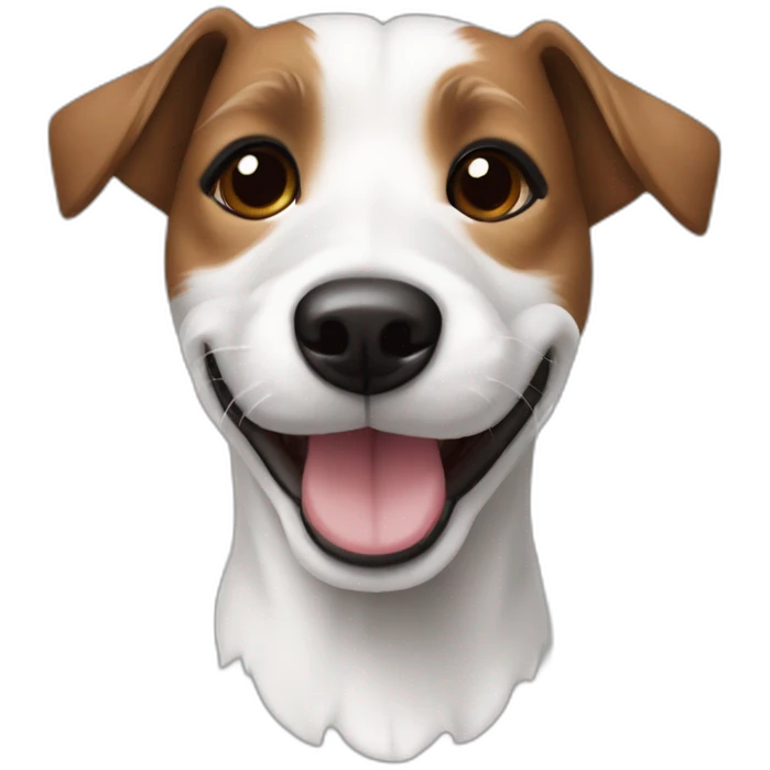happy jack russel maltese dog with brown ears white face emoji