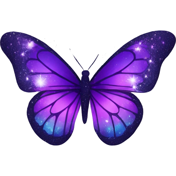 Purple-Shiny-Gem-Crystal-Glitter-Galaxy-Gradient-Sparkle-Stars-Glass-Butterfly emoji
