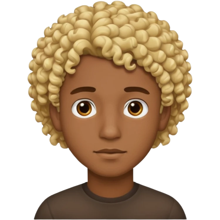 Chico joven latino, piel muy morena, pelo rubio rizado emoji