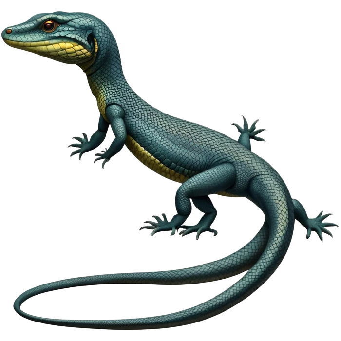 cinematic-monitor-lizard-realistic-full-body-standing-emoji,-long-powerful-tail-dragging-slightly-behind,-sleek-scaled-body-textured-with-rich-patterns,-head-tilted-dramatically,-dark-intense-eyes-observing-its-surroundings,-simplified-yet-realistic-focused-features,-highly-detailed,-glowing-with-an-almost-sarcastic-glow emoji