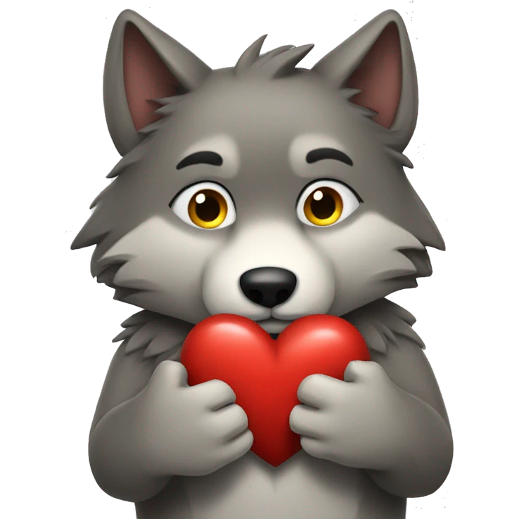 Wolf hugs heart emoji