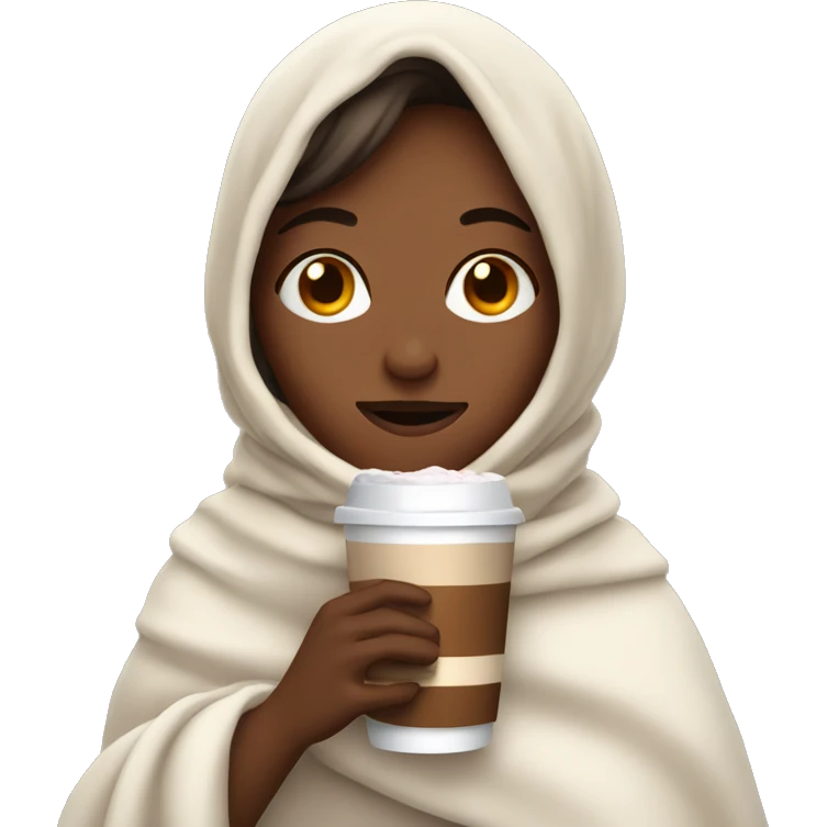 Girl covered with blanket and drink hot chocolate  emoji