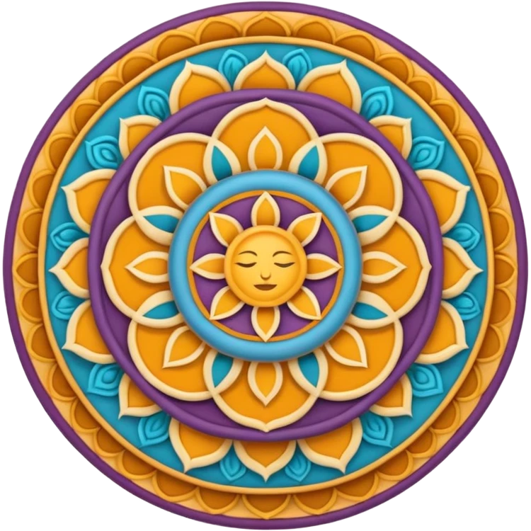 samsara spiritual symbol emoji, mandala-inspired circular pattern, representing interconnectedness of all things, peaceful spiritual feel emoji