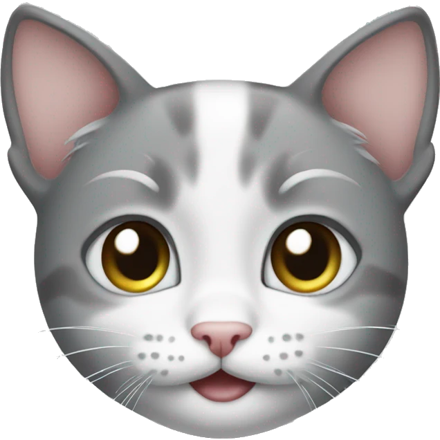 Gray and white kitten face emoji