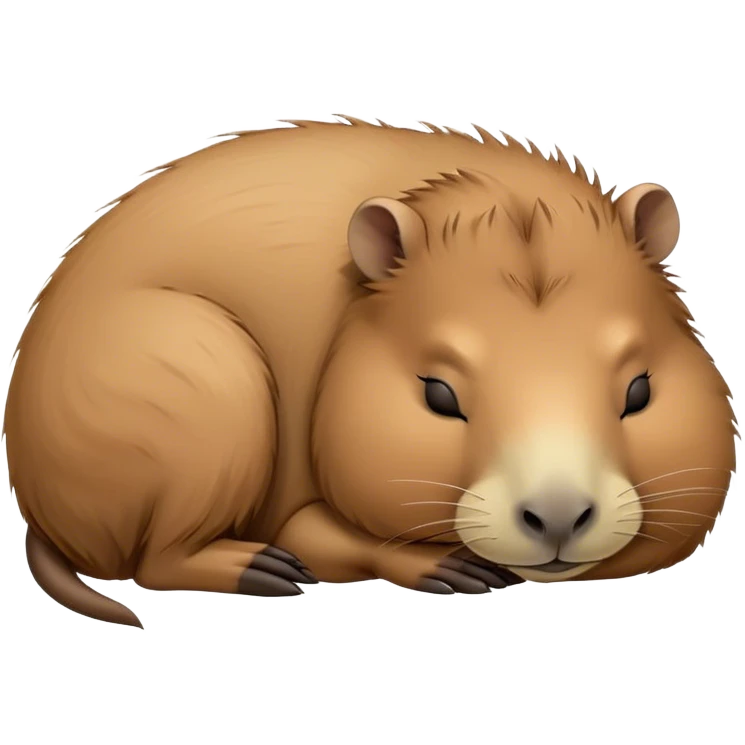 Meme-Worthy cute Sleeping Capybara Portrait Emoji, Head resting peacefully with a contented smile, showcasing luxuriously soft, fluffy fur and eyes gently closed in serene slumber, Simplified yet hilariously adorable features, highly detailed, glowing with a soft, drowsy natural light, high shine, relaxed and utterly lovable, stylized with an air of playful laziness, bright and heartwarming, soft glowing outline, capturing the essence of a sleeping capybara that feels destined to become the next viral sensation of adorable rest! emoji