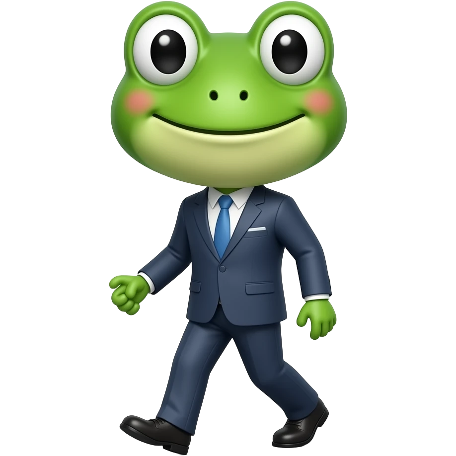 Frog, emoji, office, walking. emoji