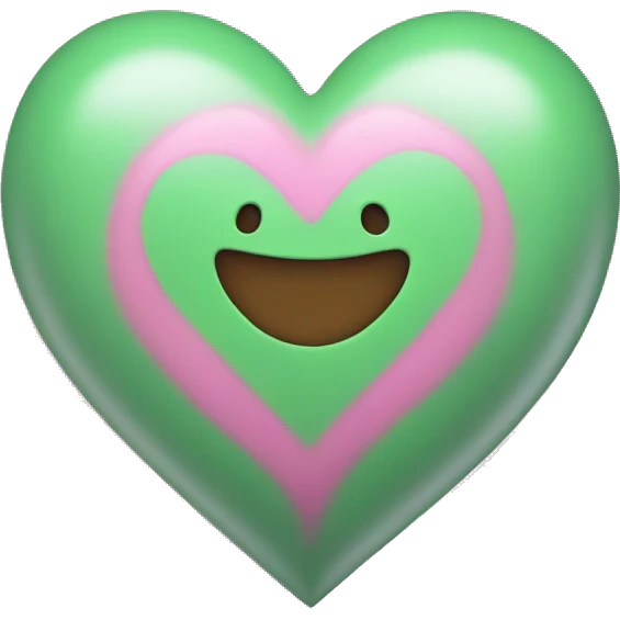 pink and green heart  emoji