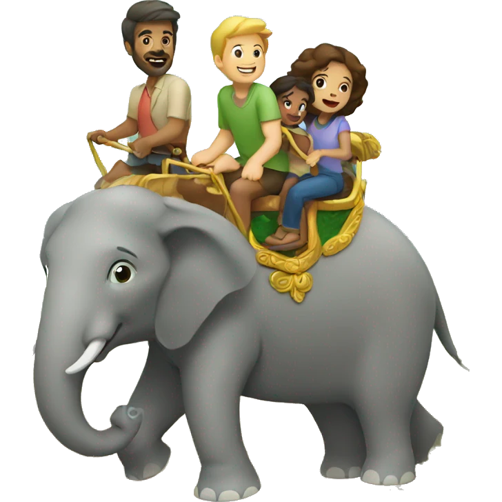 family riding elephant emoji
