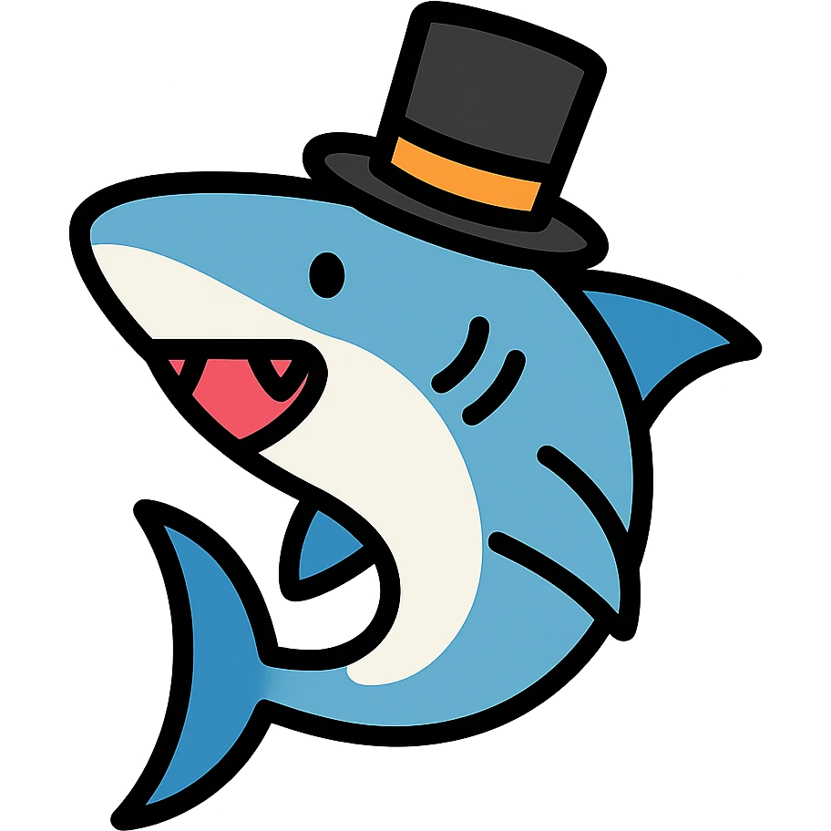 shark wearing a top hat, color icon emoji