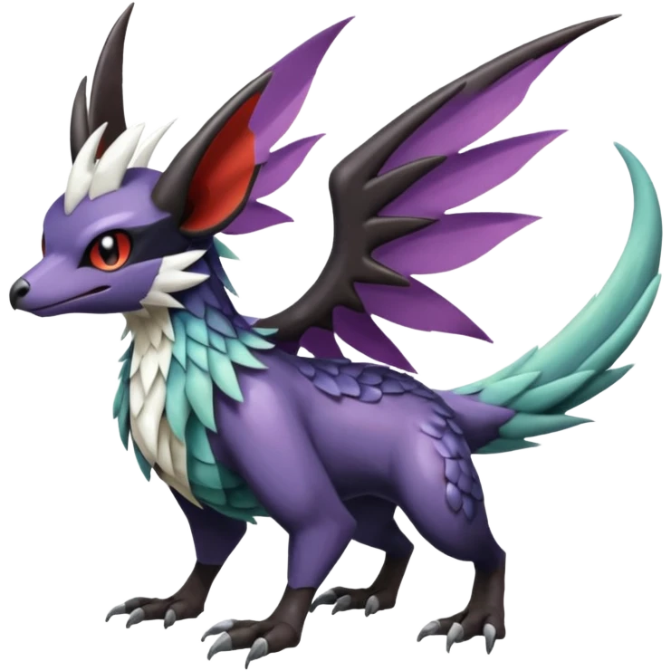 Shiny Noibat-Noivern-Mightyena-Silvally-Fakémon-hybrid-creature (full body)  emoji