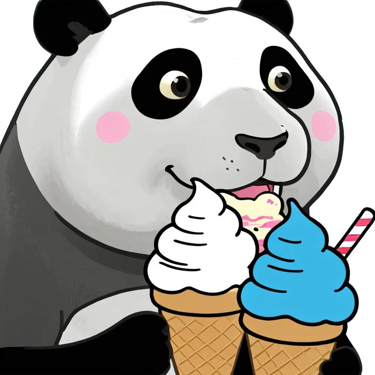 Panda eating ice cream emoji