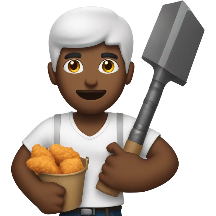 man holding a weapon and a chicken bucket emoji