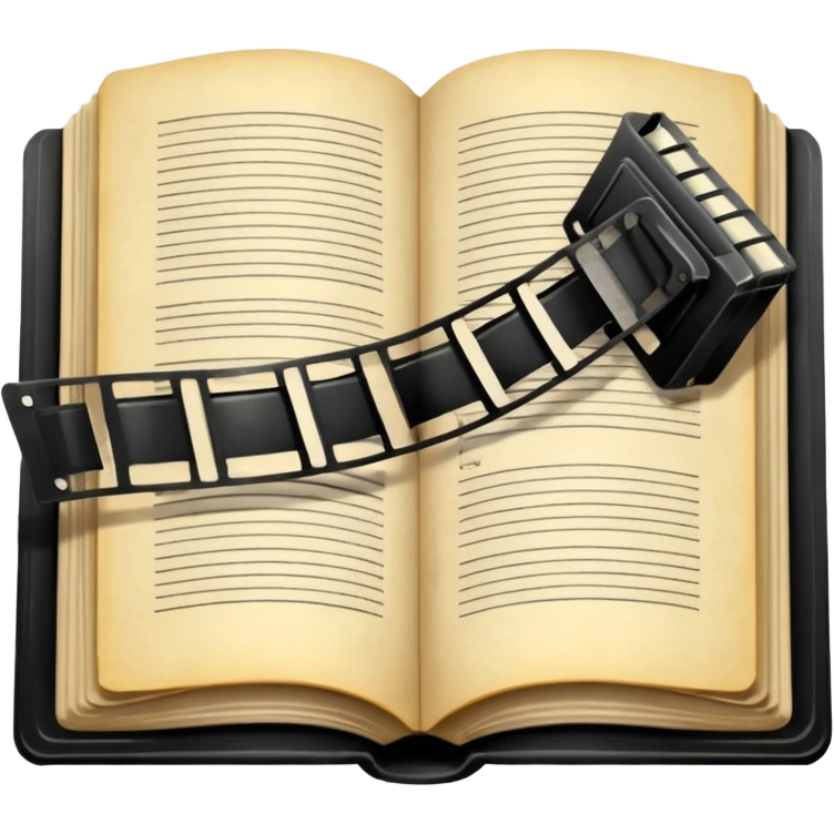 open book with a film strip above it emoji