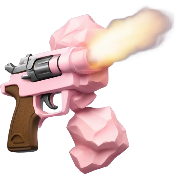 Light pink gun blowing up a rock emoji