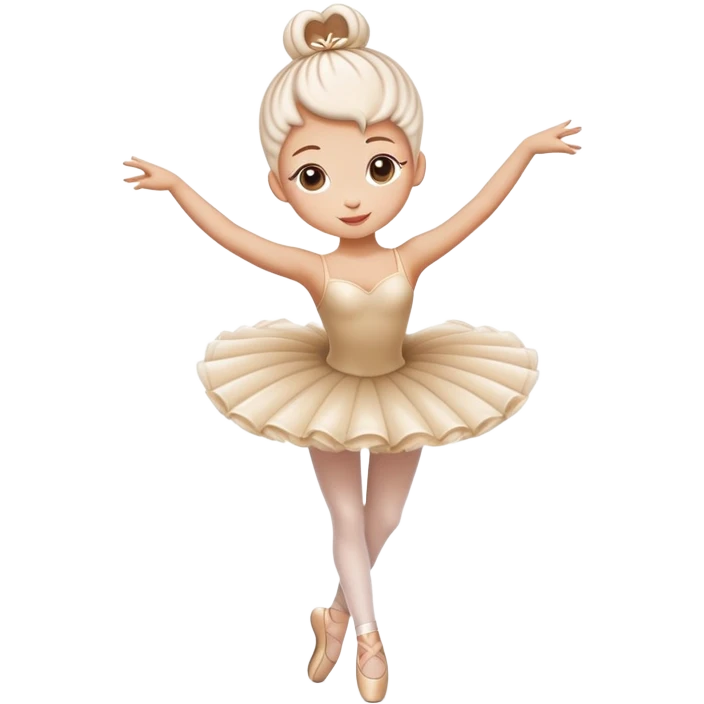 A whimsical cappuccino coffee with milk foam shaped like a ballerina in a tutu dancing on top emoji