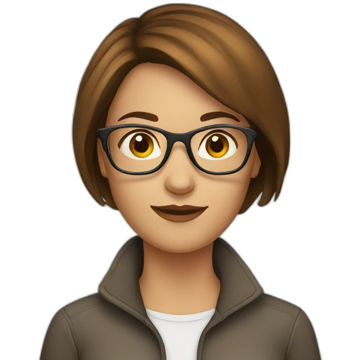 female-short-brown-hair-with-glasses emoji