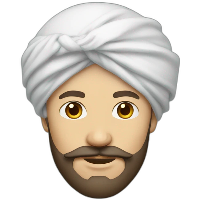 white man wearing big turban + dark brown beard emoji