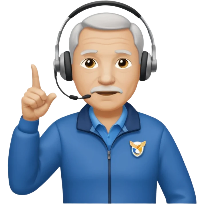 An older coach pacing along the sideline, pointing decisively. emoji