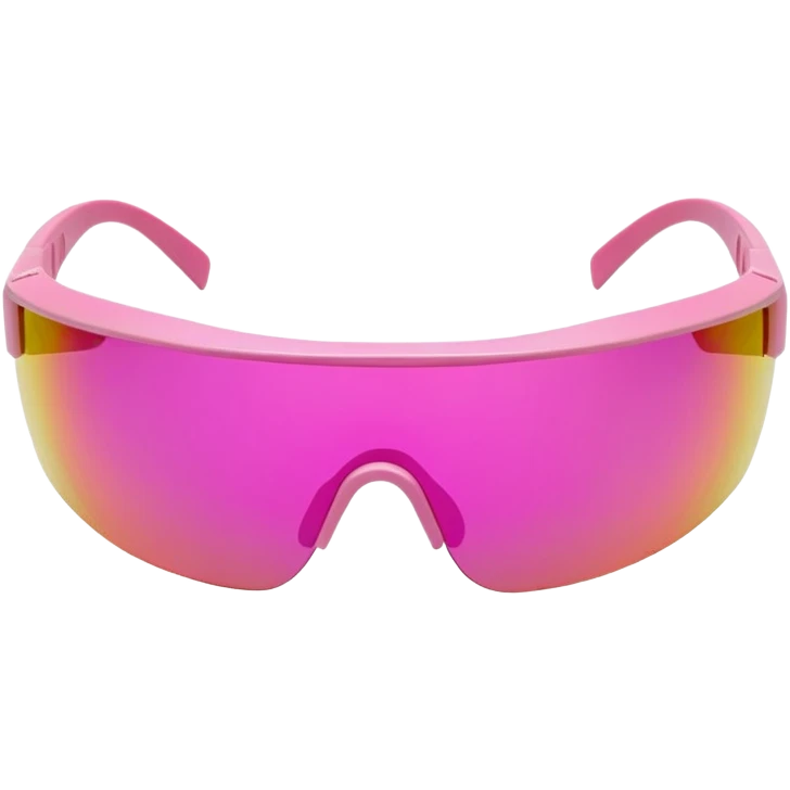 sporty pink shield visor sunglasses with thick frame and extended side shields, maximum coverage chunky design, massive build, one-piece wraparound lens emoji
