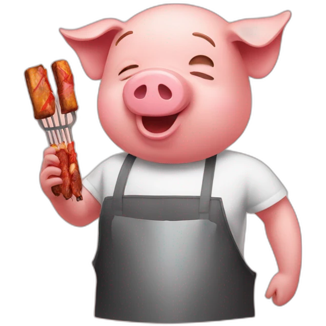Human Pig doing bbq emoji