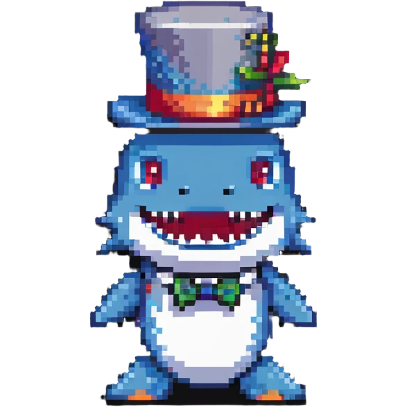 shark with a tophat front view emoji