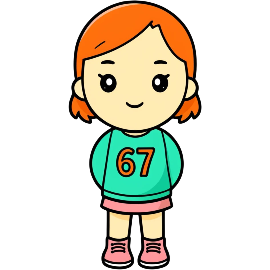 Girl saying 67 emoji