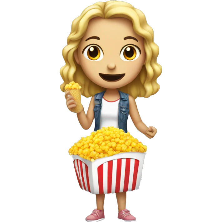 girl eat popocorn emoji