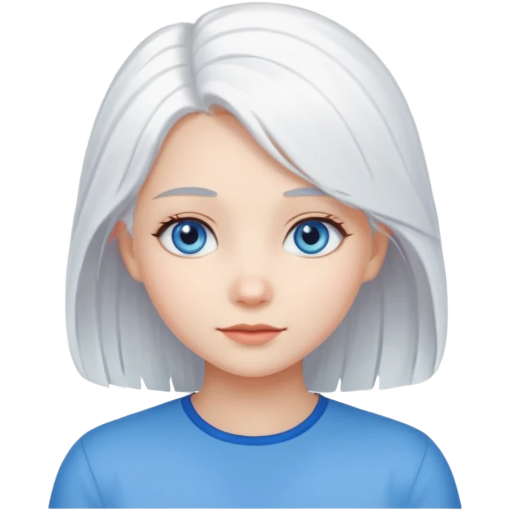 pure white hair, cute girl emoji