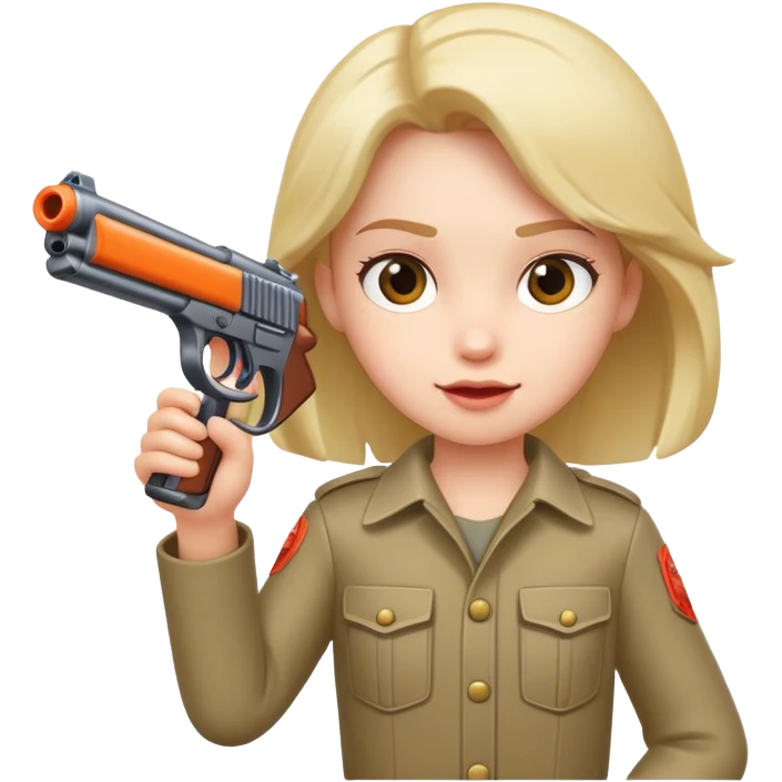 character holding a toy gun, playful expression emoji