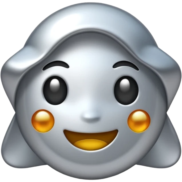 Silver chrome sparkle emoji, iOS emoji style, minimal shape, glossy metallic shine, clean background, smooth lighting emoji