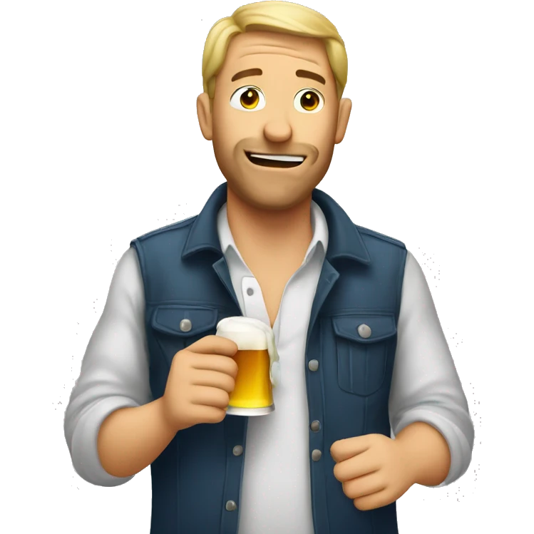 Drunk guy drinking beer emoji