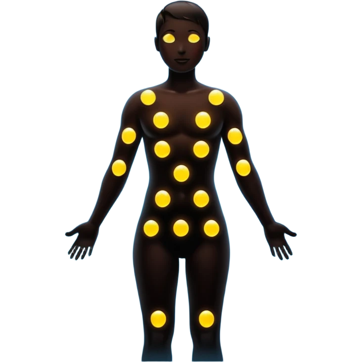 human silhouette with seven glowing dots along the body emoji