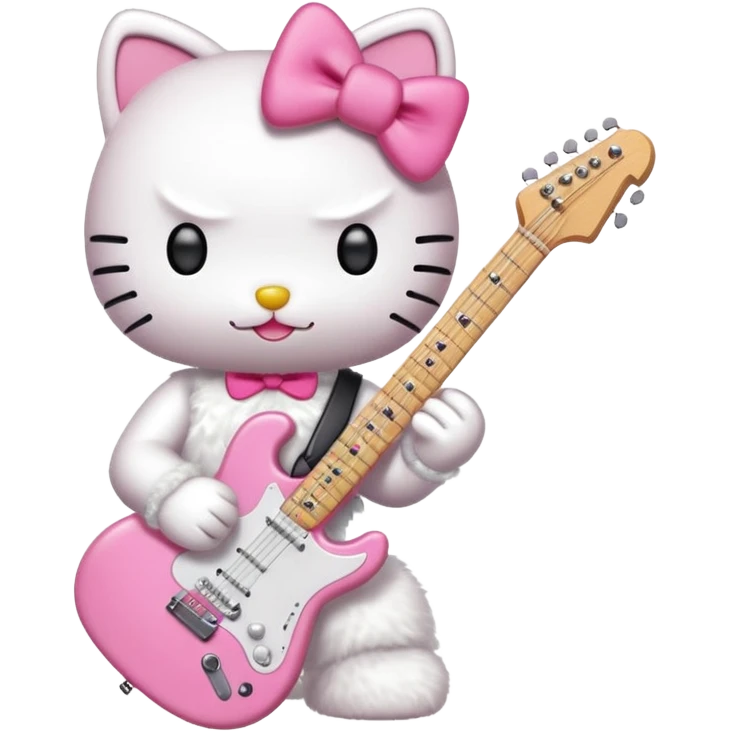 Hello Kitty rocking out with an electric guitar emoji