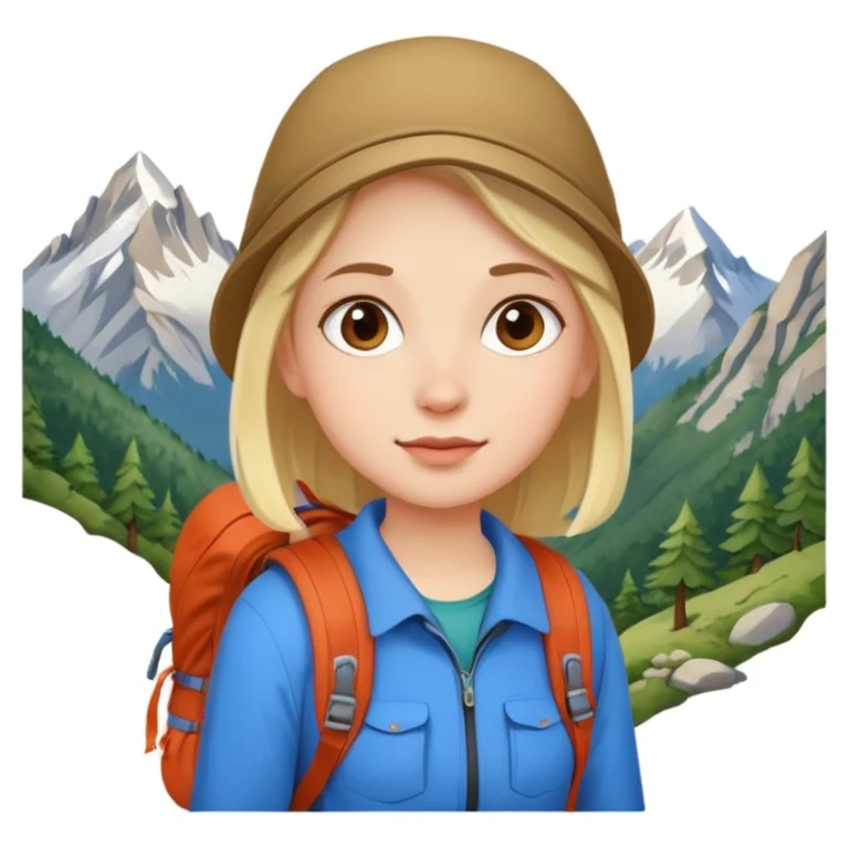girl back packing mountains background  emoji