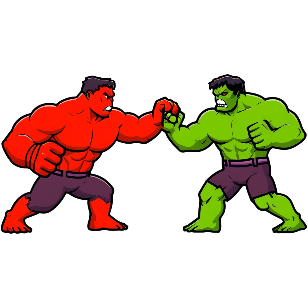 Red Hulk versus Green Hulk face off emoji