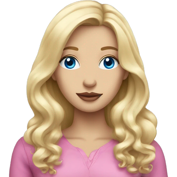 Pretty blonde haired blue eyed woman with long hair and pink lips emoji
